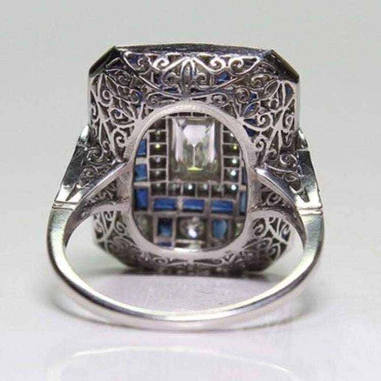 Luxury Square Women Crystal Zircon Engagement Ring, Ring Size:8(Green)