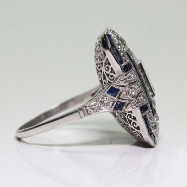 Luxury Square Women Crystal Zircon Engagement Ring, Ring Size:8(Green)