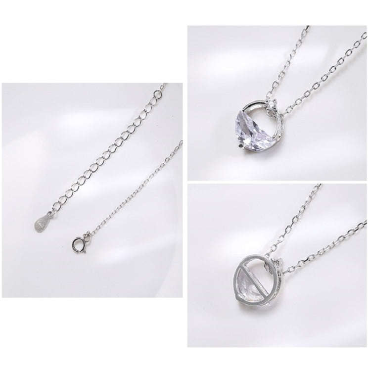S925 Sterling Silver Clear Spring Water Necklace Valentine Day Accessories(White Gold)