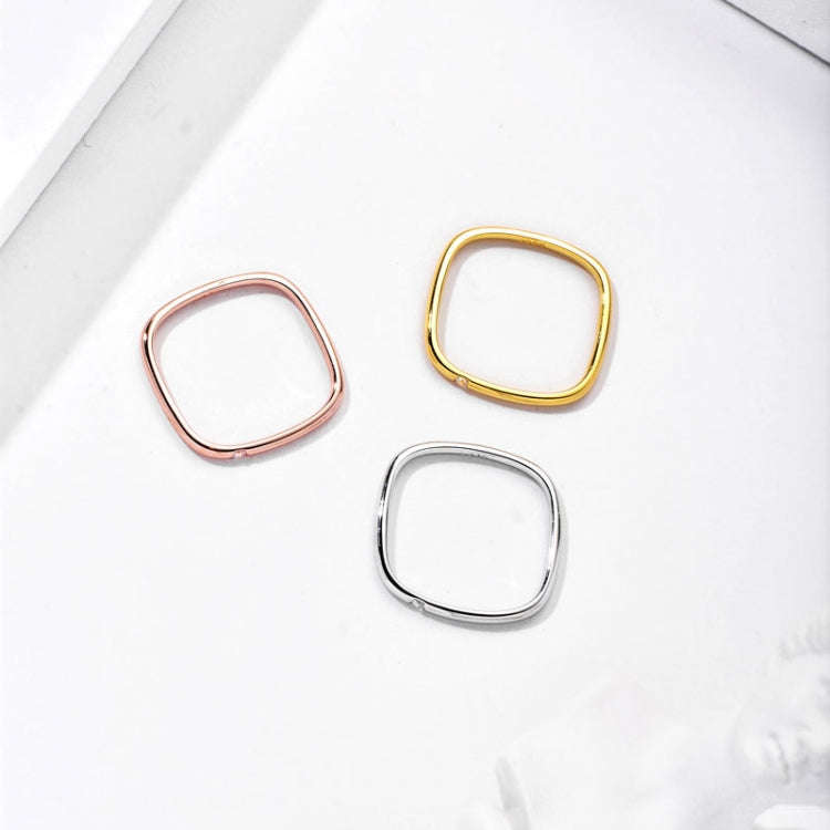 925 Sterling Silver Small Square Plain Ring, Size: No. 12 (US No. 6)(K Yellow)