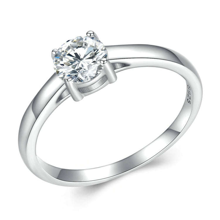 MSR005 Sterling Silver S925 Four Claw Moissanite Ring  Jewellery, Size: No.10
