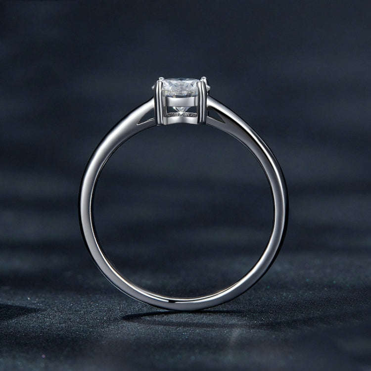 MSR005 Sterling Silver S925 Four Claw Moissanite Ring  Jewellery, Size: No.10