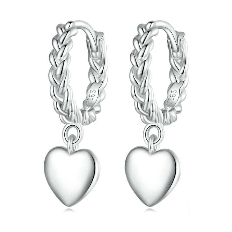 BSE715 Sterling Silver S925 Twist Heart  Earrings