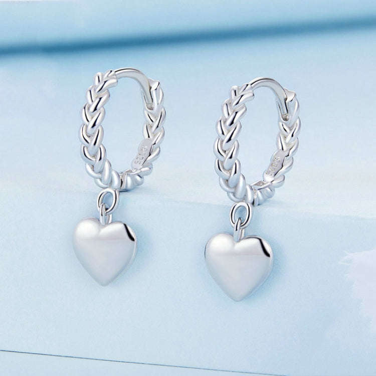 BSE715 Sterling Silver S925 Twist Heart  Earrings