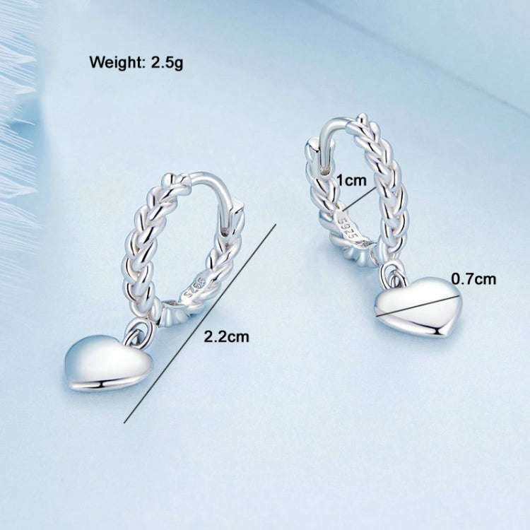 BSE715 Sterling Silver S925 Twist Heart  Earrings