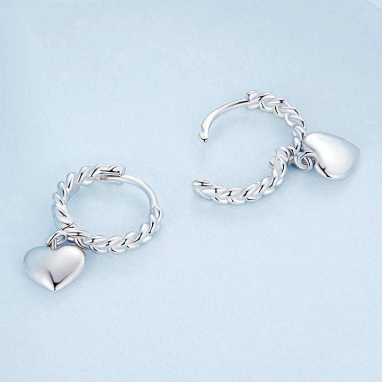 BSE715 Sterling Silver S925 Twist Heart  Earrings