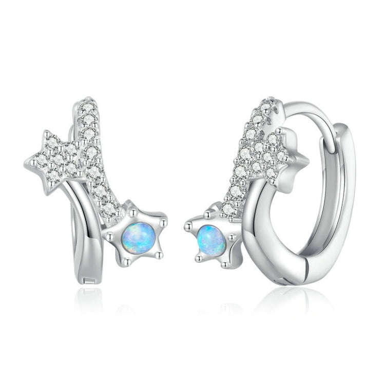 BSE727 Sterling Silver S925 Shooting Star Earrings Pentagram Ear Zirconia Dreamy Sweet Earrings
