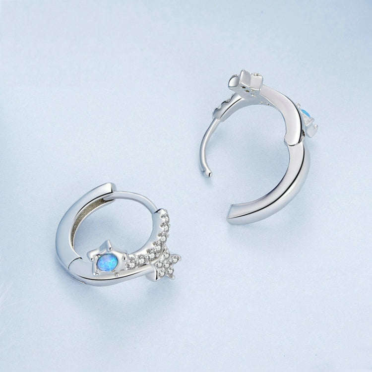 BSE727 Sterling Silver S925 Shooting Star Earrings Pentagram Ear Zirconia Dreamy Sweet Earrings