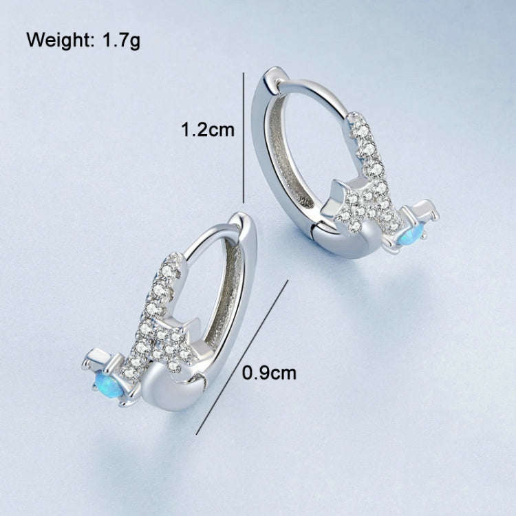 BSE727 Sterling Silver S925 Shooting Star Earrings Pentagram Ear Zirconia Dreamy Sweet Earrings