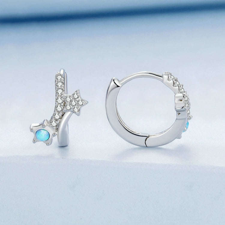 BSE727 Sterling Silver S925 Shooting Star Earrings Pentagram Ear Zirconia Dreamy Sweet Earrings