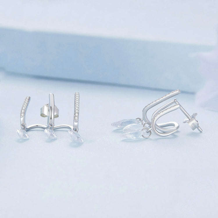 BSE738 Sterling Silver S925 Multi-layered Tasseled Spirit Branch Earrings