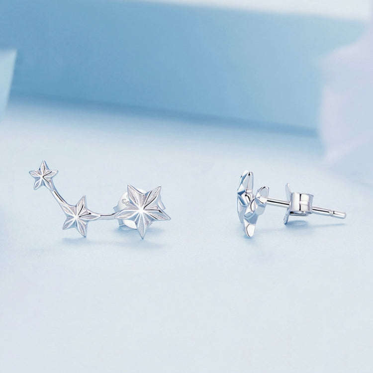 BSE750 Sterling Silver S925  Star Earrings