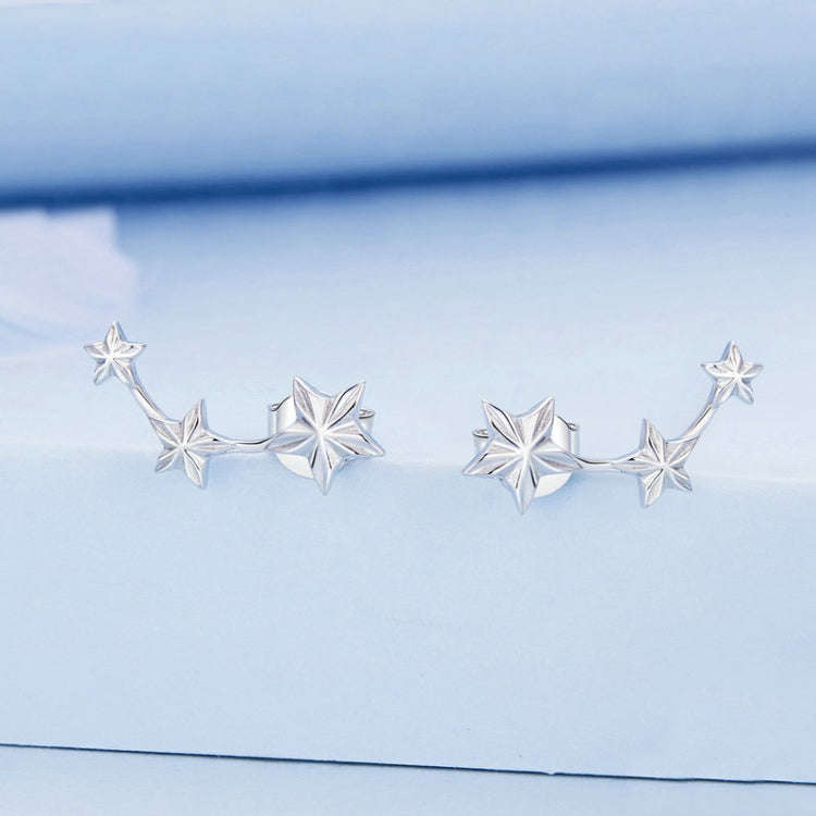 BSE750 Sterling Silver S925  Star Earrings