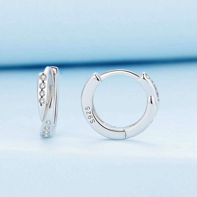 BSE759 Sterling Silver S925  Zirconia Punk Rivet Earrings