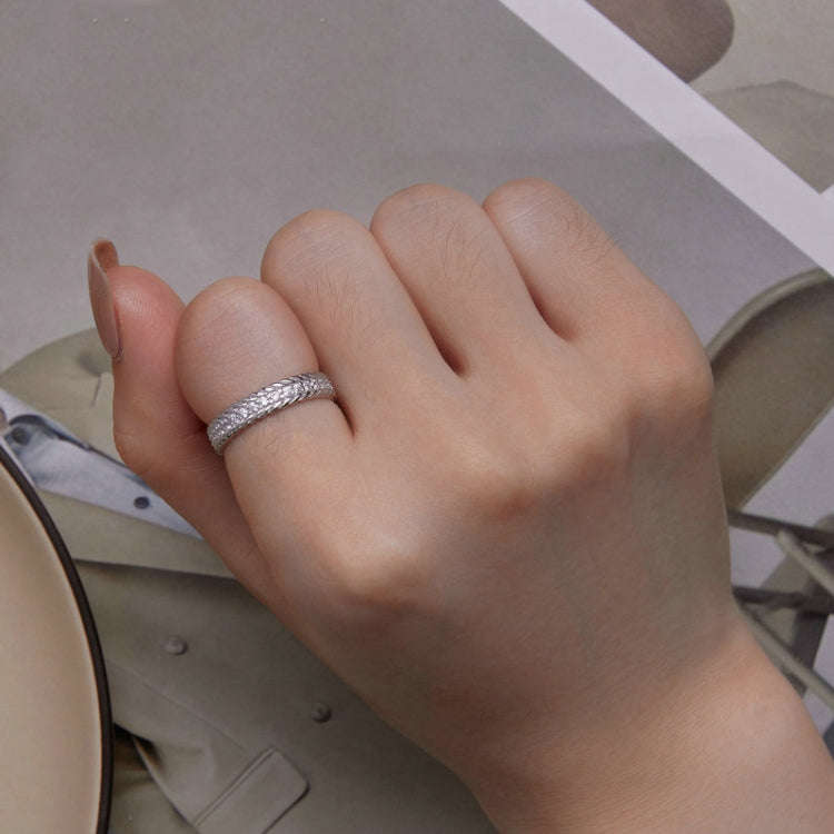 BSR353 S925 Sterling Silver Geometric Twist Plated Plated Zircon Ring(No.7)