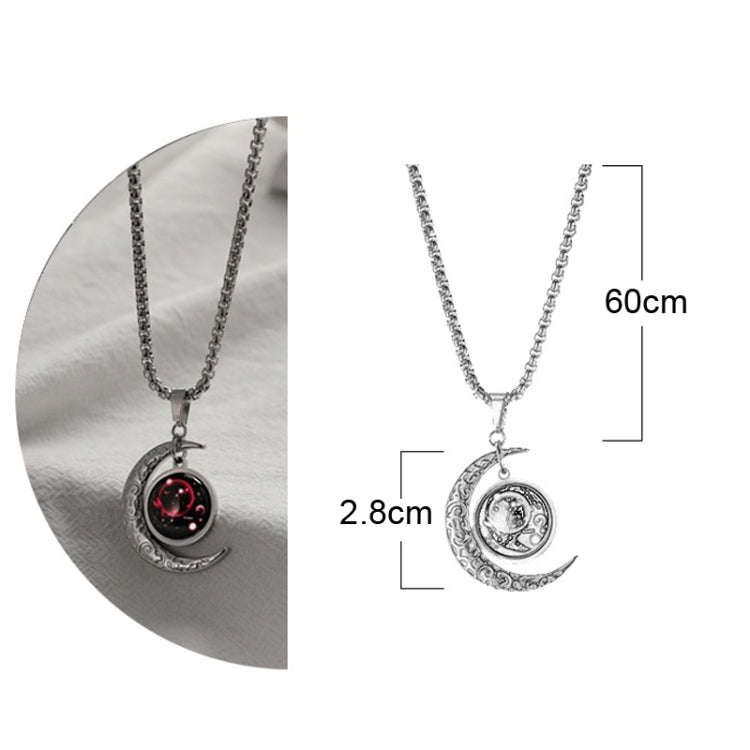 Luminous Zodiac Moon Titanium Steel Necklace Personalized Moon Pendant(Aries)