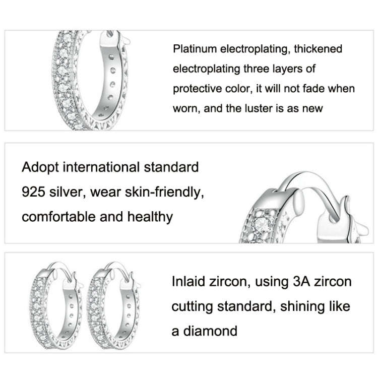 S925 Sterling Silver Simple Fine Flash Zircon Earrings