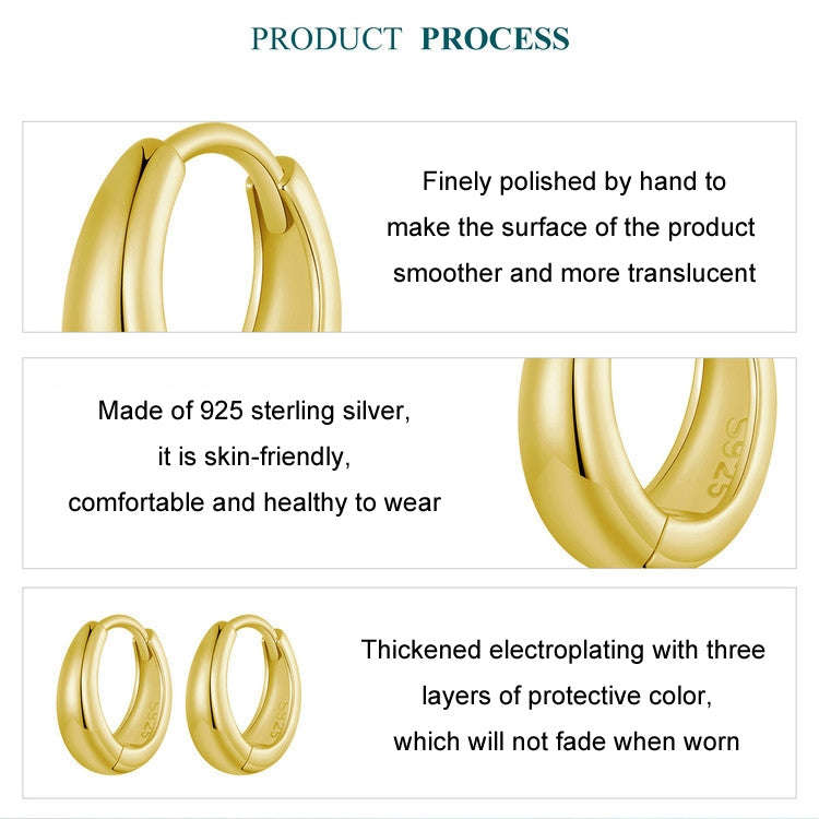 S925 Sterling Silver Electroplated Hoop Earrings