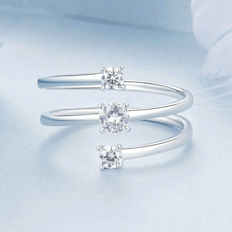 S925 Sterling Silver  Sparkling Zircon Wrap Open Adjustable Ring(BSR532-E)