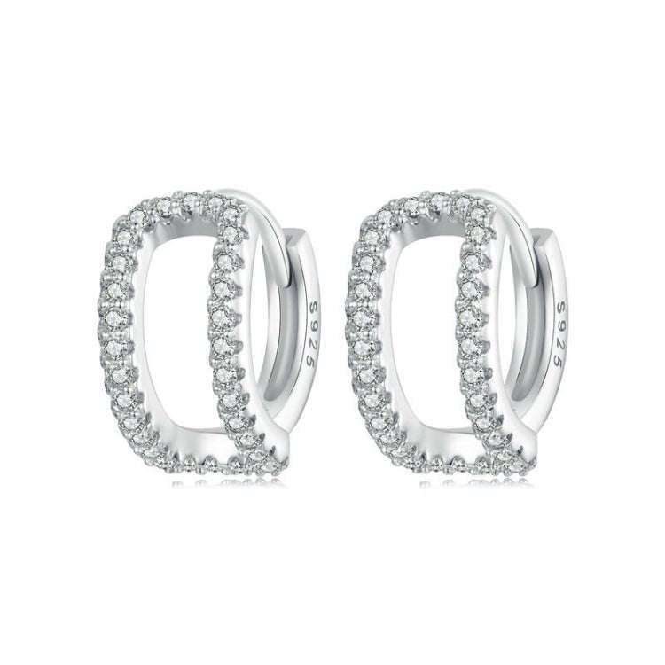 S925 Sterling Silver Plated White Gold Fine Flash Double Layer Earrings(BSE994)