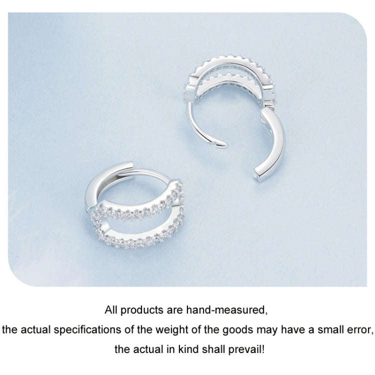 S925 Sterling Silver Plated White Gold Fine Flash Double Layer Earrings(BSE994)