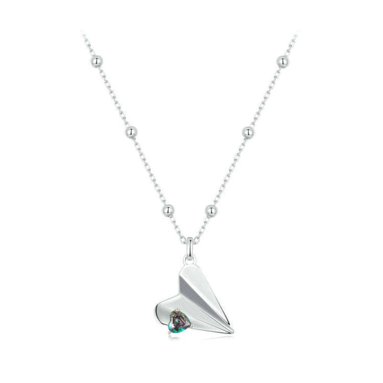 S925 Sterling Silver Paper Airplane Necklace Valentine Day Platinum-plated Jewelry(SCN516)