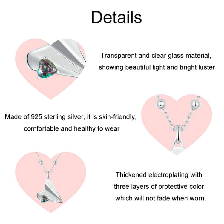 S925 Sterling Silver Paper Airplane Necklace Valentine Day Platinum-plated Jewelry(SCN516)