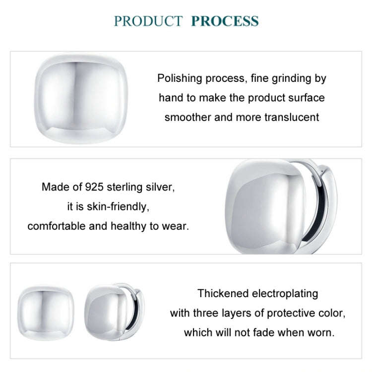 S925 Sterling Silver Platinum Plated Square Earrings(BSE973)