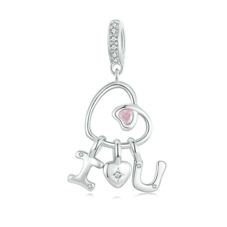 S925 Sterling Silver Platinum-Plated Valentine Day Letter Love Couple Pendant(BSC972)