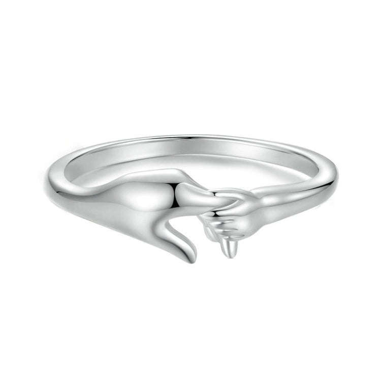 SCR1069 S925 Sterling Silver Plated With Platinum Hand-In-Hand Shape Ring(7)