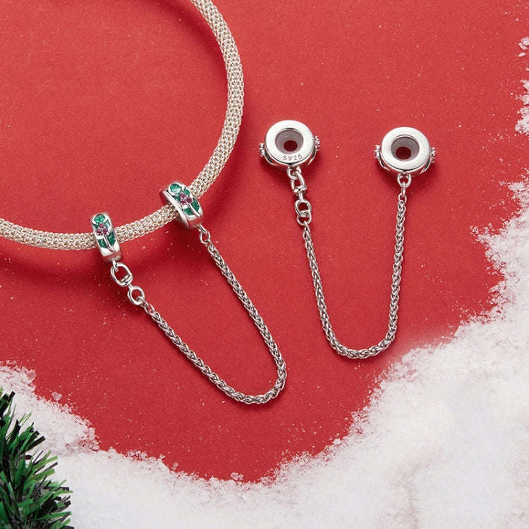 S925 Sterling Silver Platinum-plated Leaf Safety Chain Bracelet Beads Accessories(SCC2918)