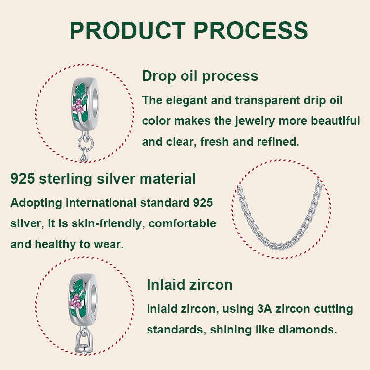 S925 Sterling Silver Platinum-plated Leaf Safety Chain Bracelet Beads Accessories(SCC2918)