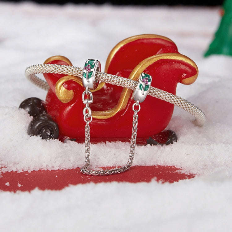 S925 Sterling Silver Platinum-plated Leaf Safety Chain Bracelet Beads Accessories(SCC2918)