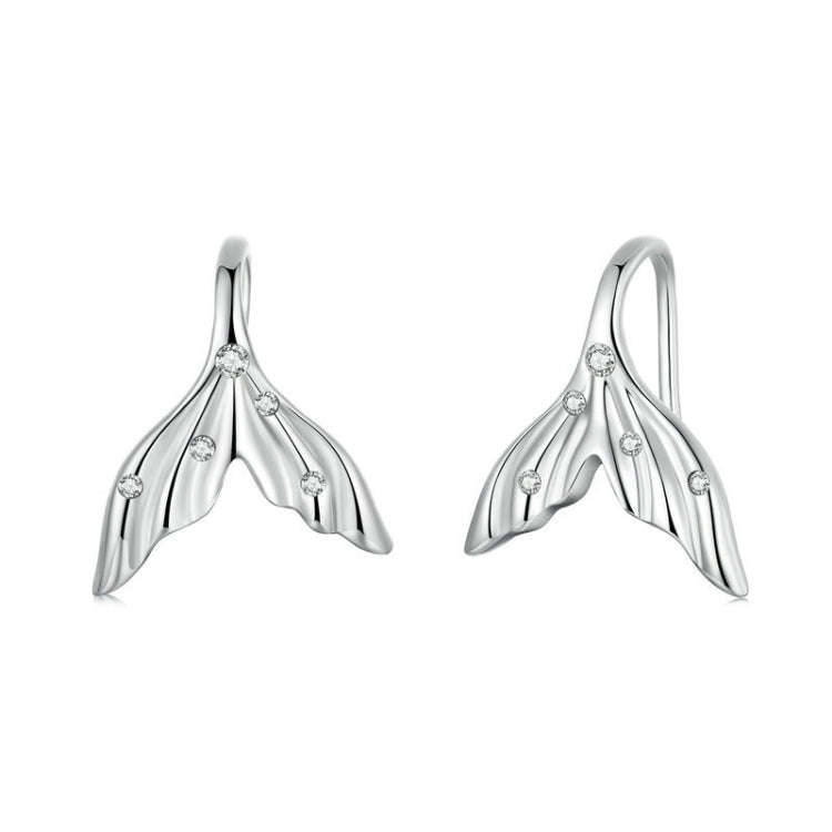 S925 Sterling Silver Oxidized Ocean Style Fishtail Earrings(SCE1807)