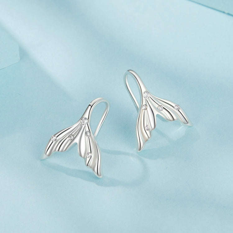 S925 Sterling Silver Oxidized Ocean Style Fishtail Earrings(SCE1807)