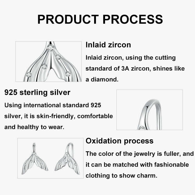 S925 Sterling Silver Oxidized Ocean Style Fishtail Earrings(SCE1807)