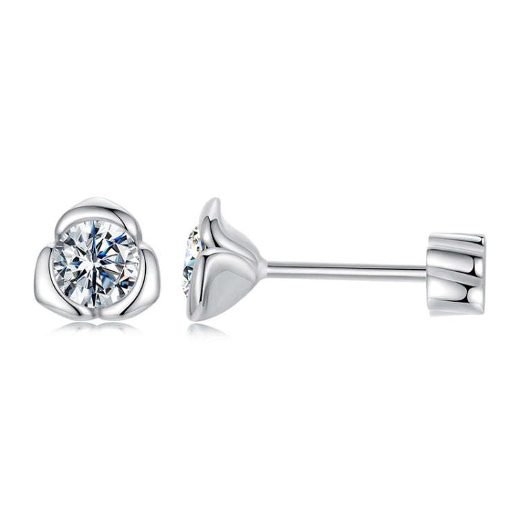 S925 Sterling Silver Platinum-plated Moissanite Rose Earrings Necklace Set(Set)