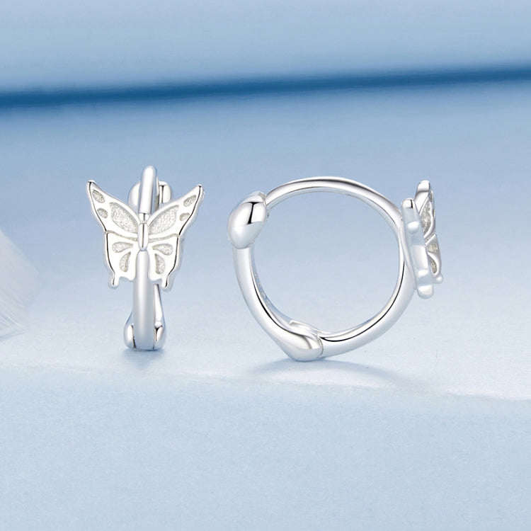 S925 Sterling Silver Platinum Plated Butterfly Earrings(BSE1113)