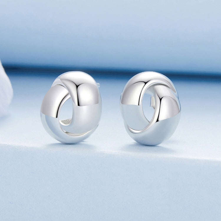 S925 Sterling Silver Metal Braided Earrings(BSE1115)