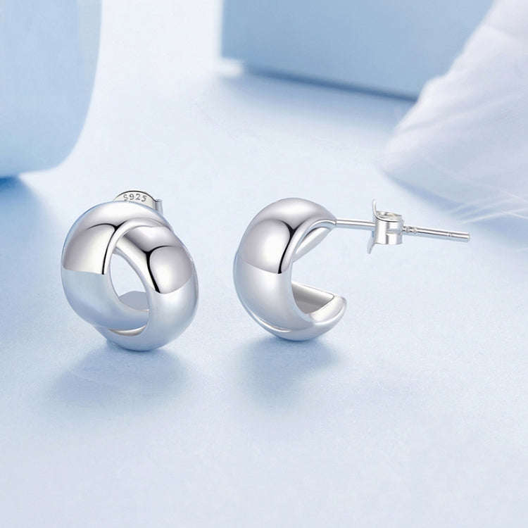 S925 Sterling Silver Metal Braided Earrings(BSE1115)