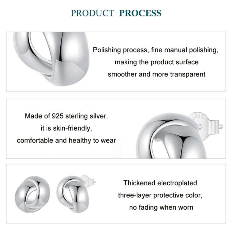 S925 Sterling Silver Metal Braided Earrings(BSE1115)