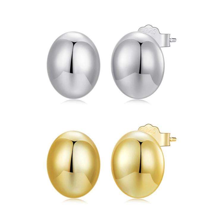 BSE1123 S925 Sterling Silver Metal Glossy Earrings, Spec: Oxidized