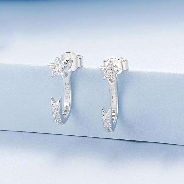 S925 Sterling Silver Platinum-Plated Meteor Earrings Star Earrings(BSE1127)