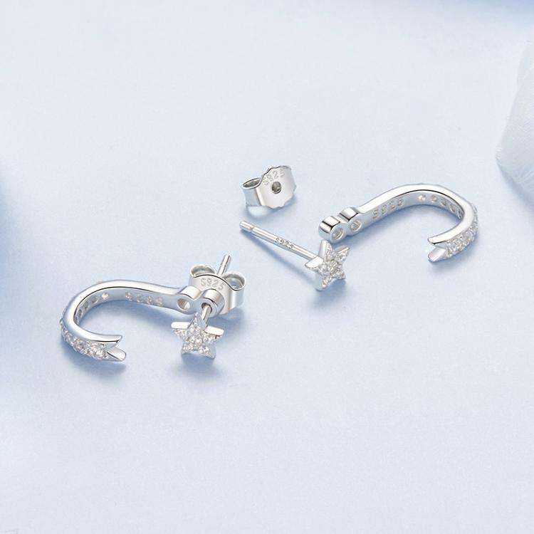S925 Sterling Silver Platinum-Plated Meteor Earrings Star Earrings(BSE1127)