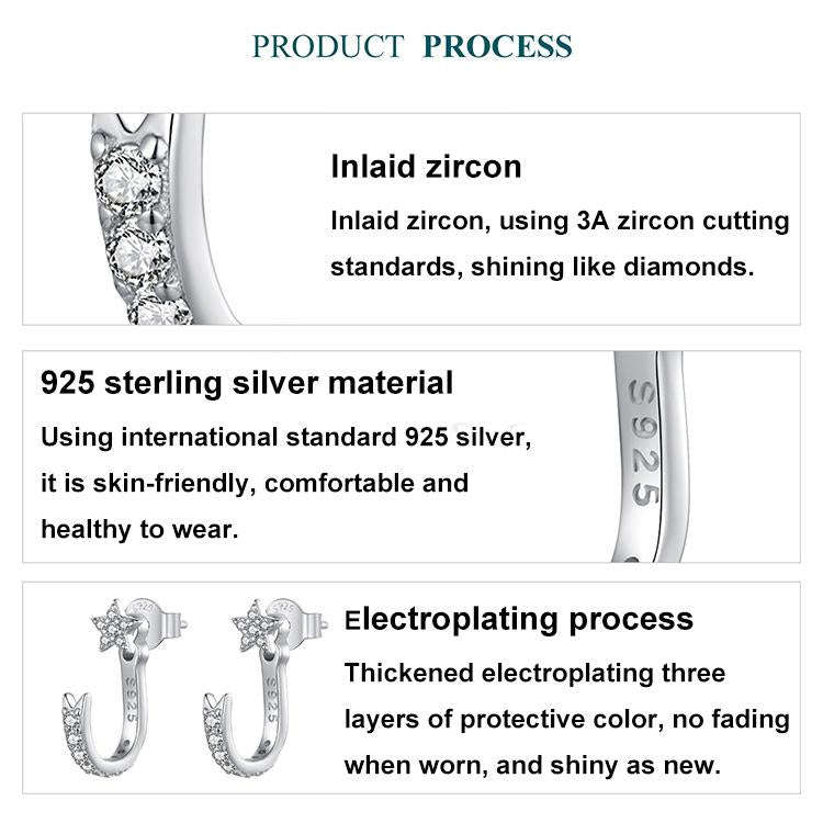 S925 Sterling Silver Platinum-Plated Meteor Earrings Star Earrings(BSE1127)