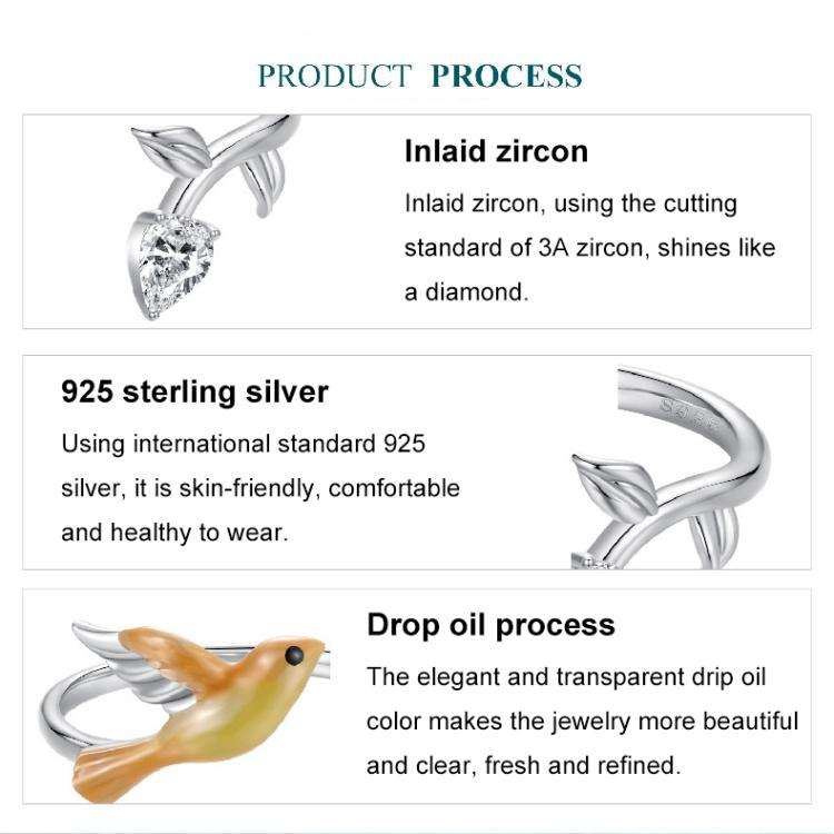 S925 Sterling Silver Vivid Oriole Open Adjustable Ring(BSR661-E)