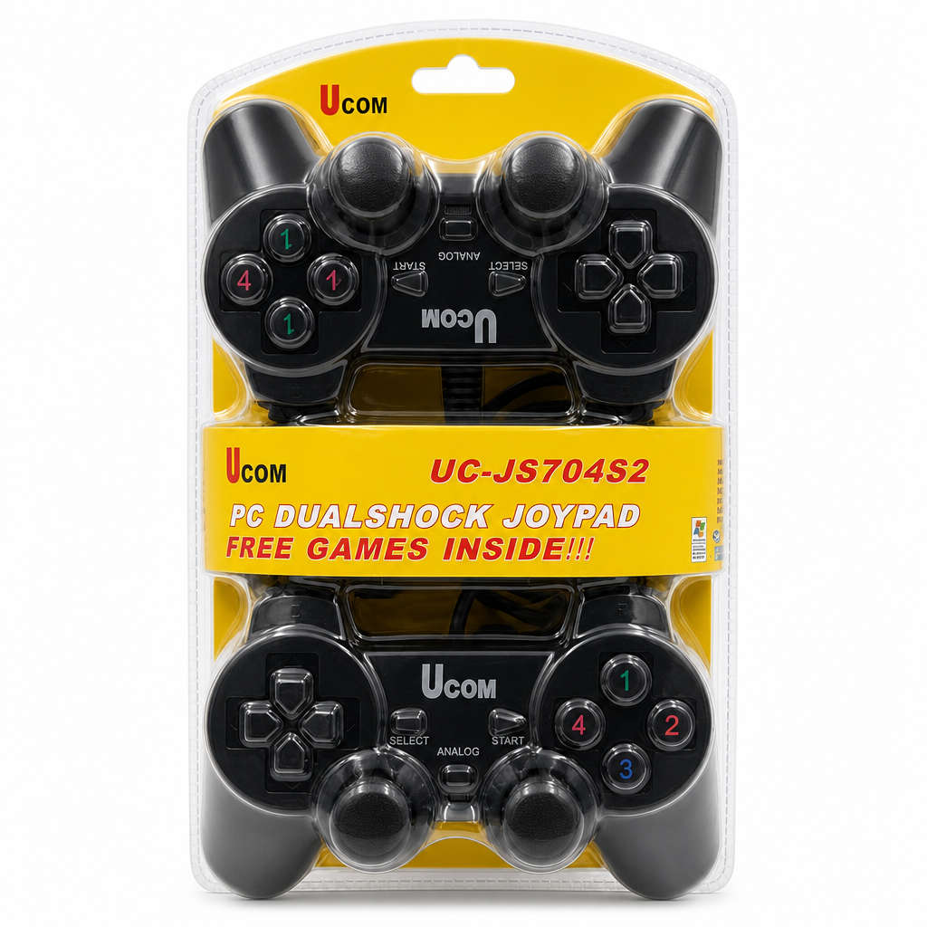 UCOM Dual Shock Wired PC Joypad Controller Twin Pack  USB Gaming Controllers for Windows
