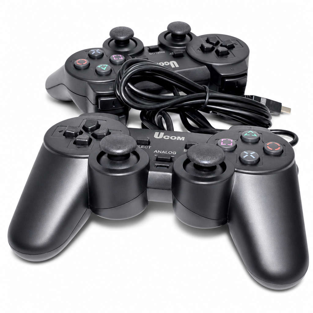 UCOM Dual Shock Wired PC Joypad Controller Twin Pack  USB Gaming Controllers for Windows