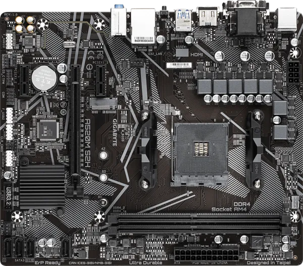 GIGABYTE Motherboard AMD A520M-S2H  for 3rd/4th/5th Generation AMD Ryzen processors; 2x Dual D...
