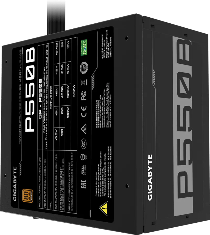 GIGABYTE P550B 550W 80 PLUS Bronze ATX Power Supply